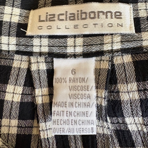 Liz Claiborne Black and White Plaid A-Line Skirt 6 - Picture 6 of 7